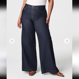 Spanx Shapewear Original Every Wear Wide Leg Jeans In Raw Indigo NWOT